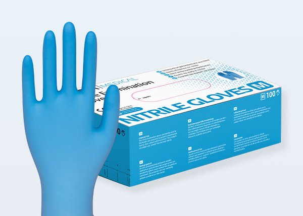 Kingfa Nitril Handschuhe, blau, puderfrei, 100er Box : Größe L